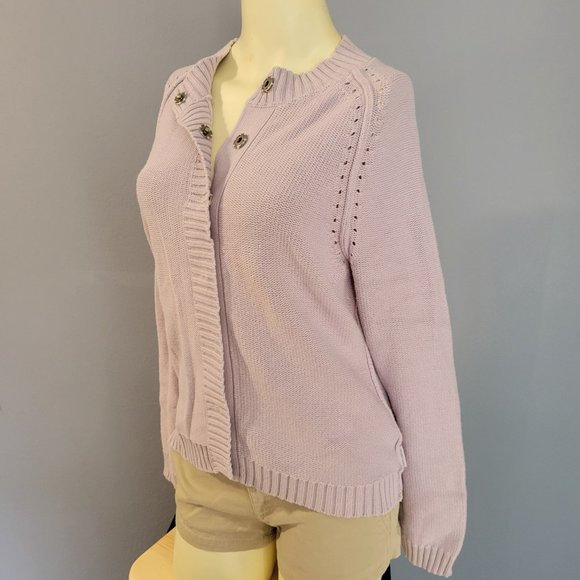 Calvin Klein Jeans Pastel Purple Long Sleeve Button Up Cardigan - Picture 3 of 6